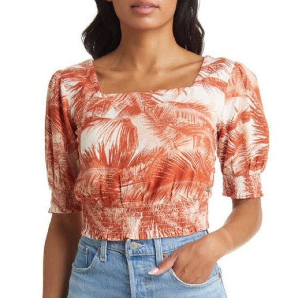 ROXY Abundant Swell Woven Cropped Top Size XS - Picture 1 of 7